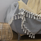 Plaid laine jaune moutarde ASPEN    febronie.com