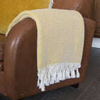 Plaid laine jaune moutarde ASPEN    febronie.com