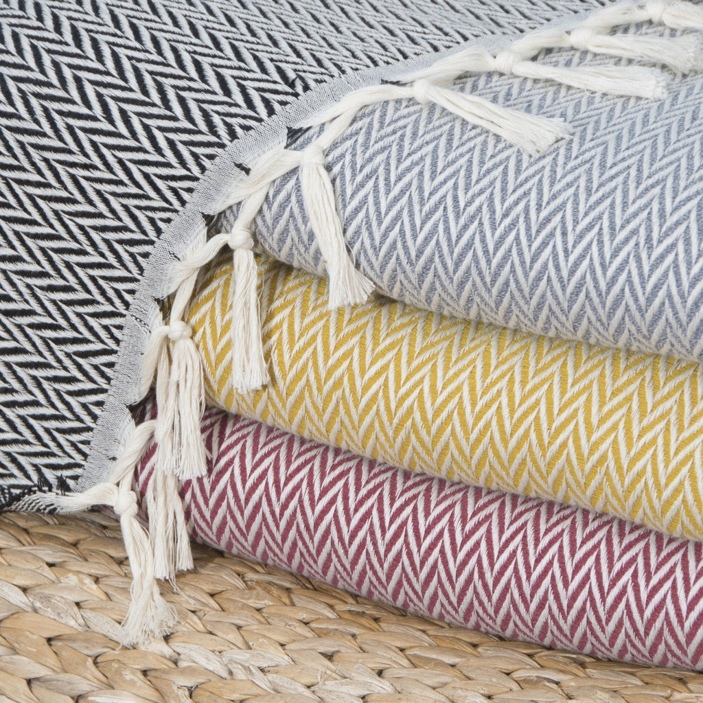 Plaid laine jaune moutarde ASPEN    febronie.com
