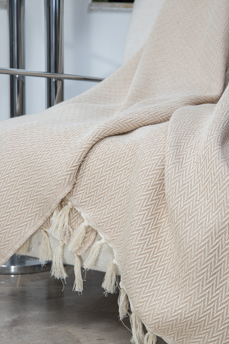 Plaid laine taupe clair ASPEN - 130x170 cm