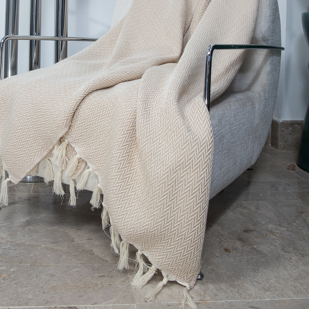 Plaid laine taupe clair ASPEN - 130x170 cm