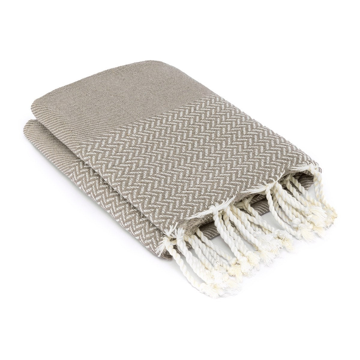 Plaid coton taupe OSLO - 160x250 - febronie.com