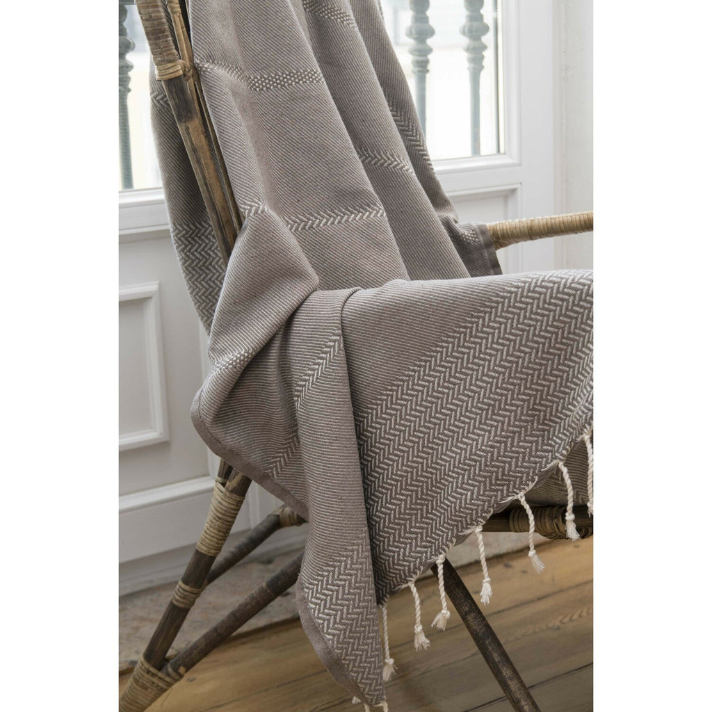 Plaid coton taupe OSLO    febronie.com
