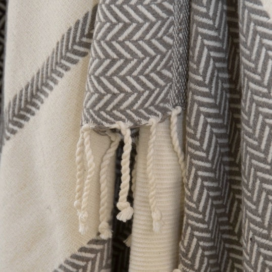 Plaid coton taupe OSLO    febronie.com