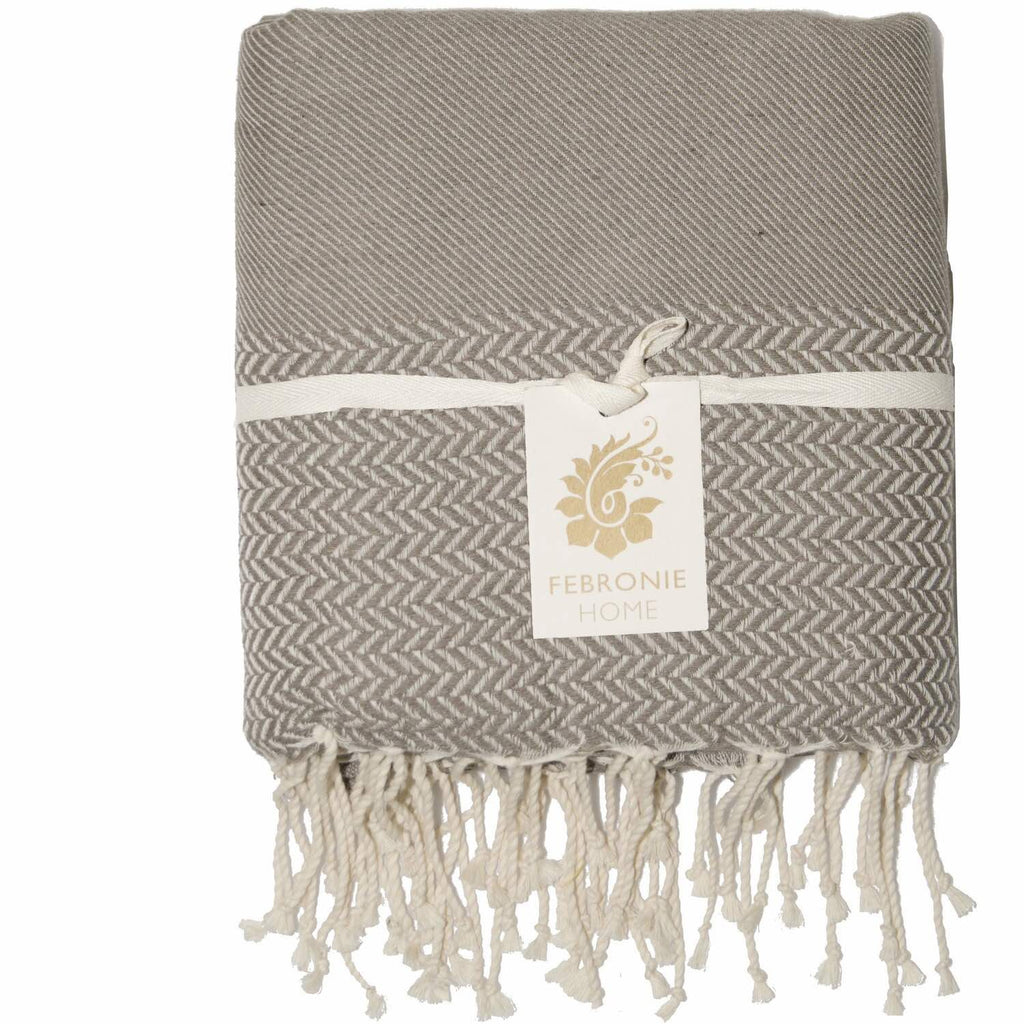 Plaid coton taupe OSLO    febronie.com