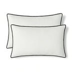 Lot de 2 housses de coussin toile de coton 60x40 JULES - blanc / noir