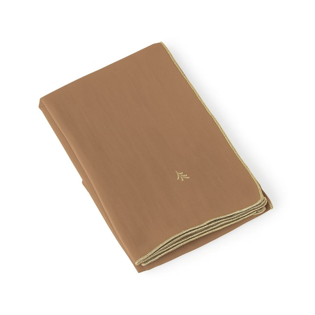 Nappe + 8 serviettes lin lavé 150x300 CAMILLE - noisette / or