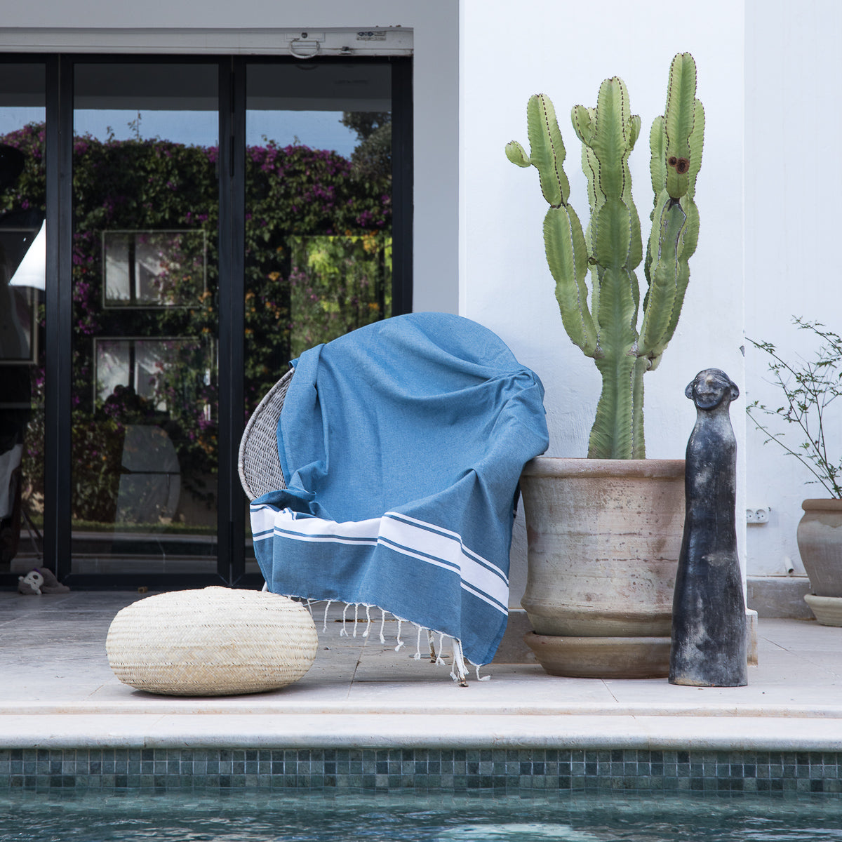 Fouta coton 100x200 ST TROPEZ Bleu orage