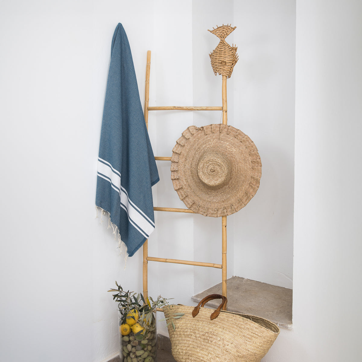 Fouta coton 100x200 ST TROPEZ Bleu orage