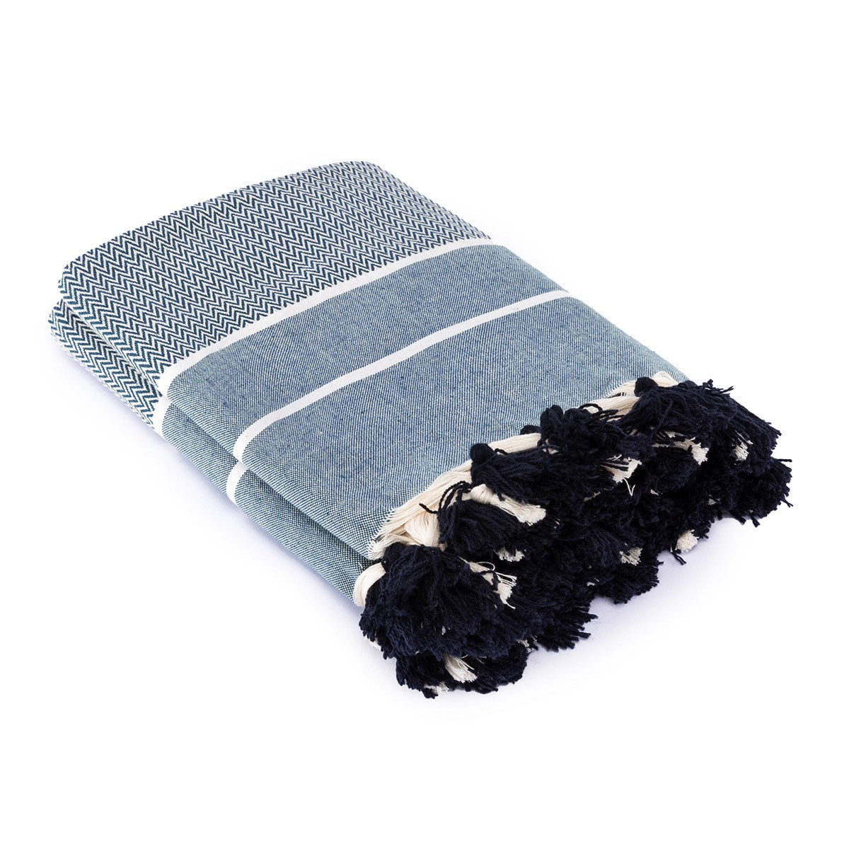Plaid coton bleu pétrole STOCKHOLM - 130x170 - febronie.com