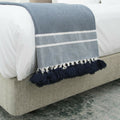 Plaid coton bleu pétrole STOCKHOLM 160x250