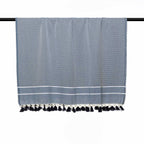 Plaid coton bleu pétrole STOCKHOLM 160x250