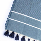 Plaid coton bleu pétrole STOCKHOLM    febronie.com