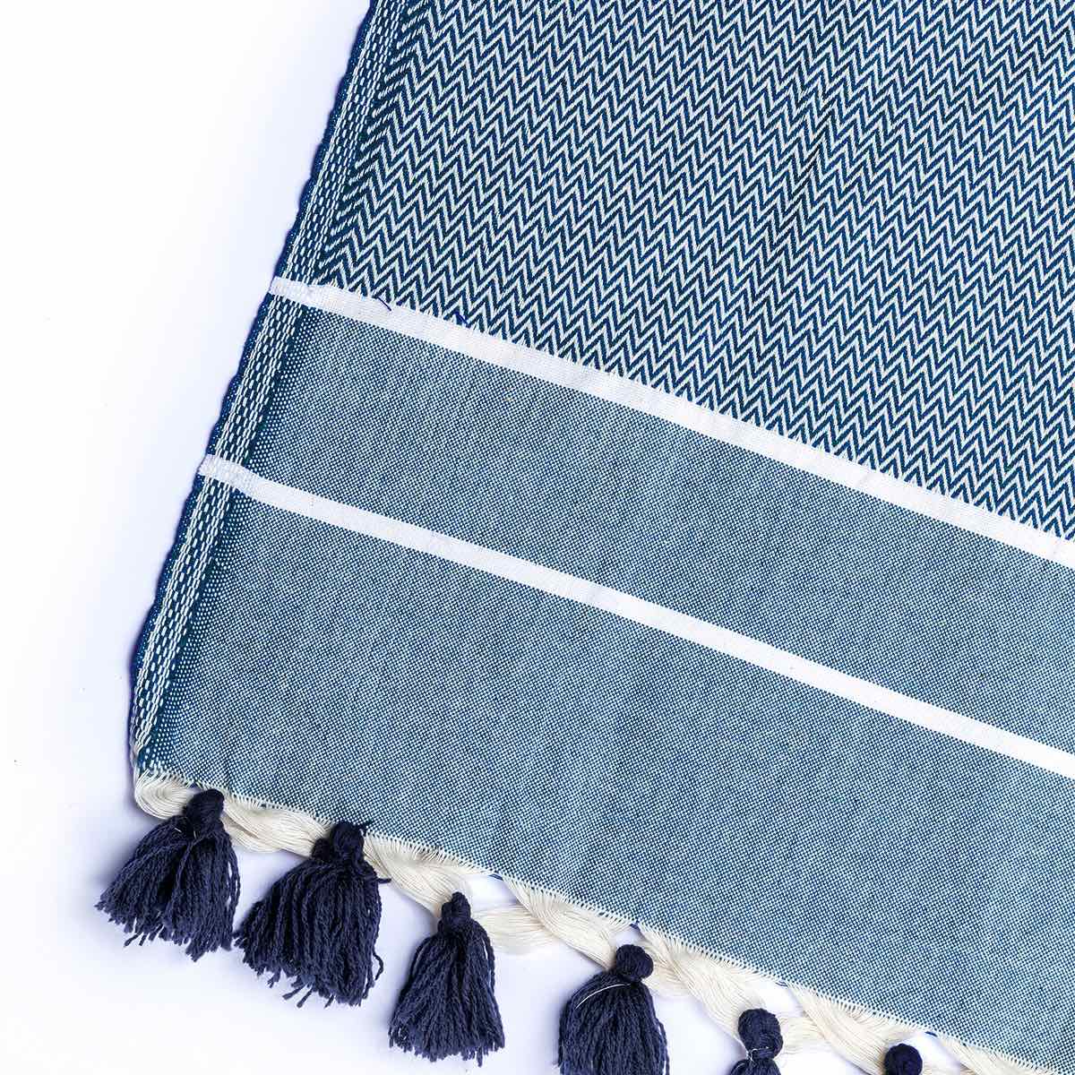 Plaid coton bleu pétrole STOCKHOLM 160x250