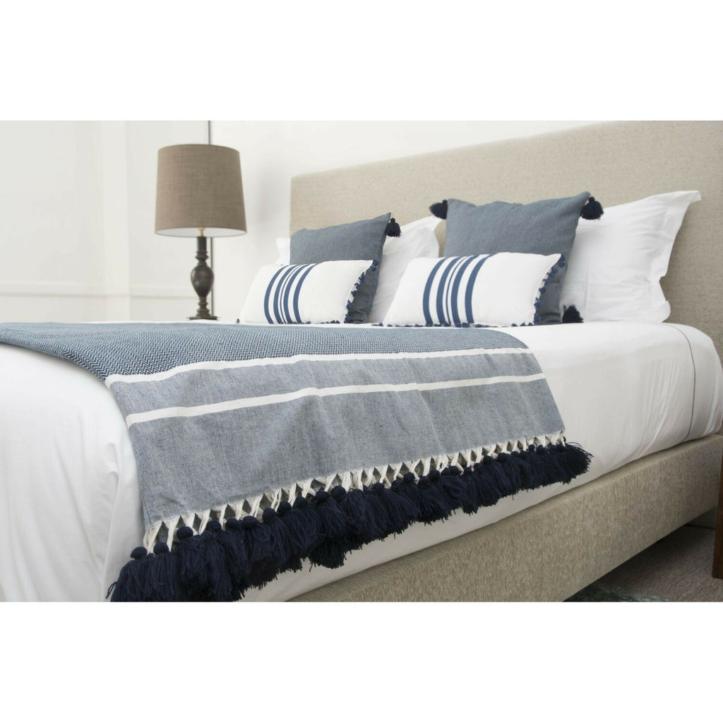 Plaid coton bleu pétrole STOCKHOLM 160x250