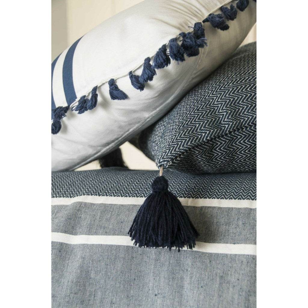 Plaid coton bleu pétrole STOCKHOLM    febronie.com