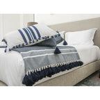 Plaid coton bleu pétrole STOCKHOLM    febronie.com