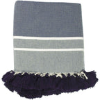 Plaid coton bleu pétrole STOCKHOLM    febronie.com