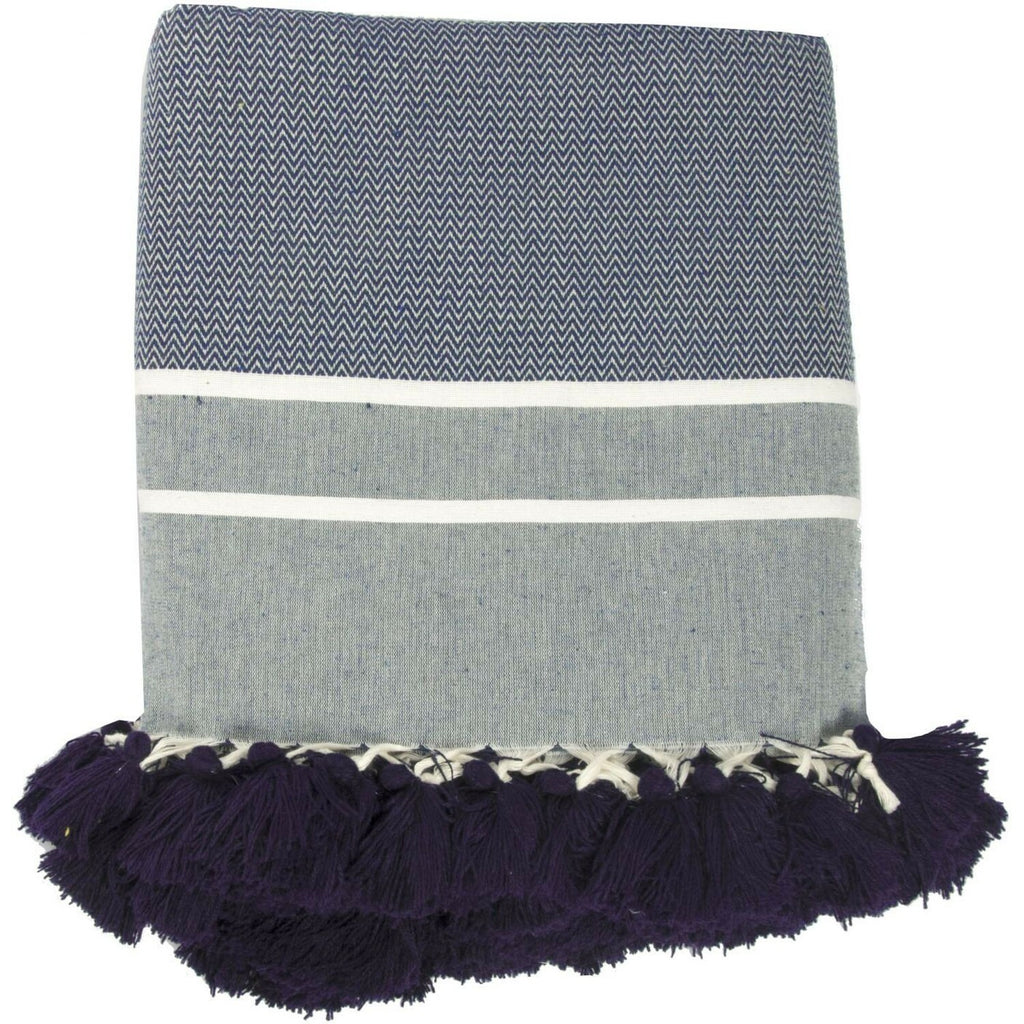 Plaid coton bleu pétrole STOCKHOLM 160x250