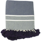 Plaid coton bleu pétrole STOCKHOLM 160x250
