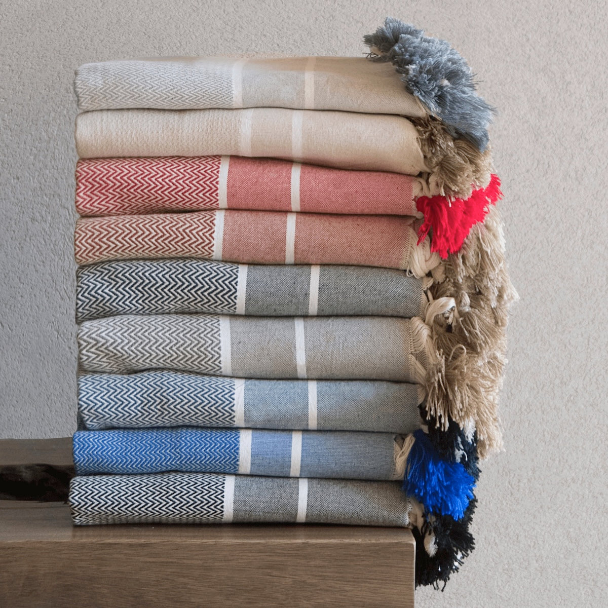 Plaid coton bleu pétrole STOCKHOLM 160x250