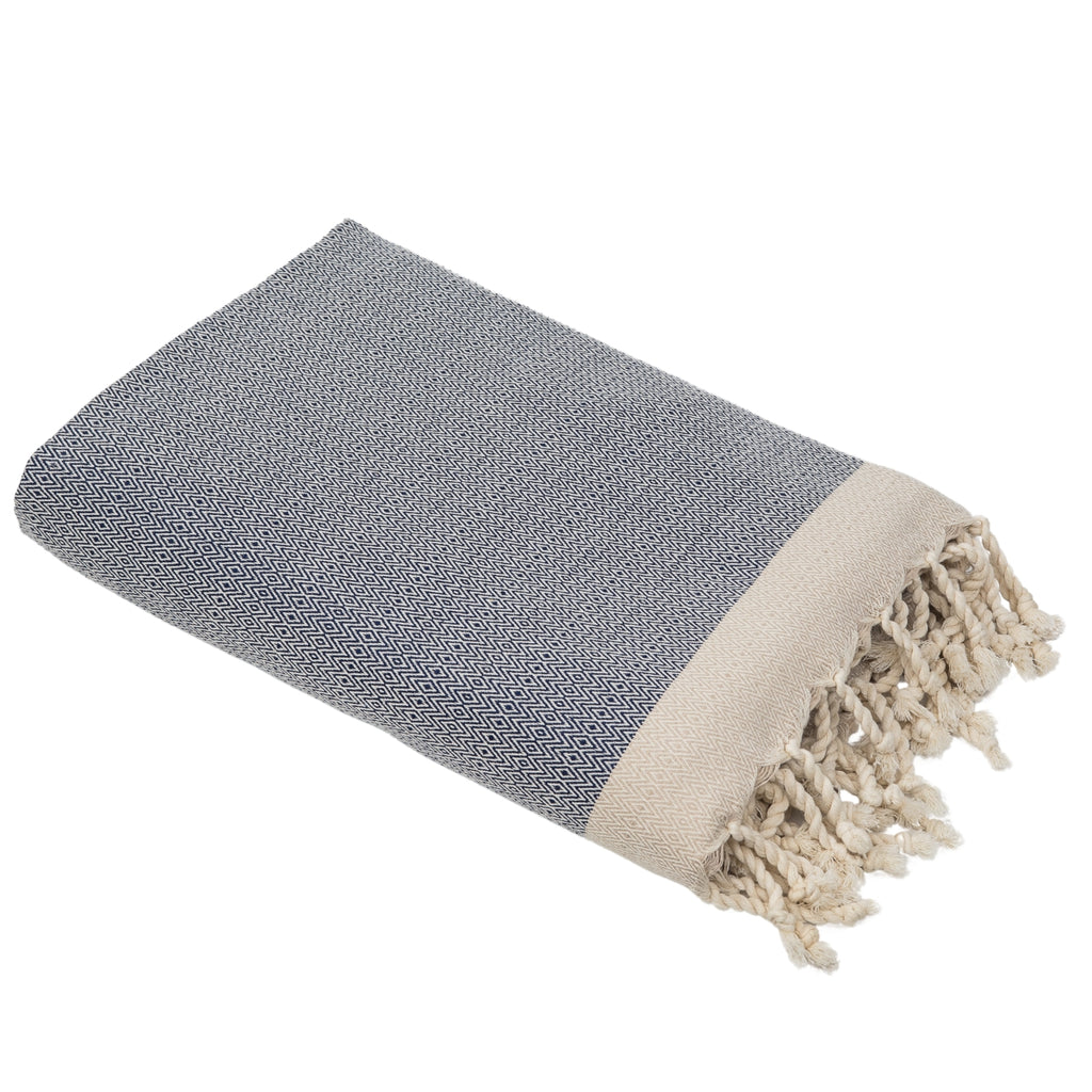 Plaid coton bleu MONTANA - 160x250 cm