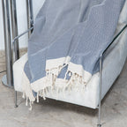 Plaid coton bleu MONTANA - 160x250 cm