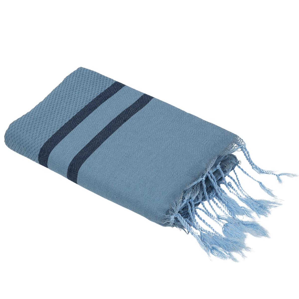 Fouta bicolore coton 100x200 AMALFI - bleu azur / bleu