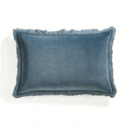 Coussin velours de coton 50x30 ISCHIA - bleu orage