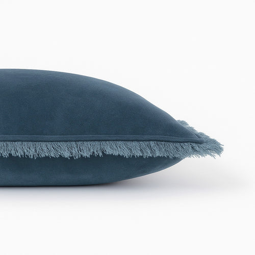 Coussin velours de coton 50x30 ISCHIA - bleu orage