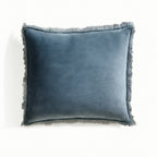 Coussin velours de coton 50x50 ISCHIA - bleu orage