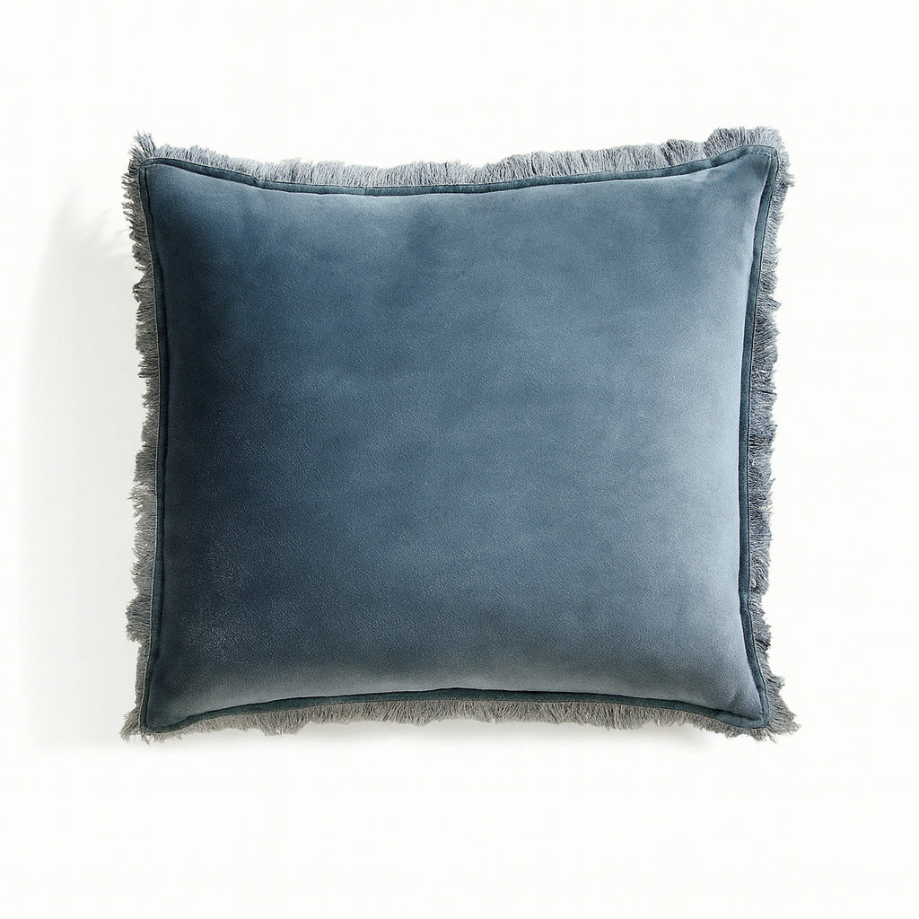 Coussin velours de coton 50x50 ISCHIA - bleu orage