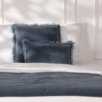 Coussin velours de coton 50x50 ISCHIA - bleu orage