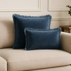 Coussin velours de coton 50x50 ISCHIA - bleu orage