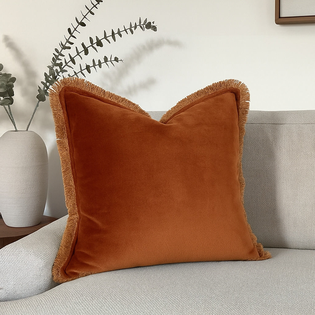 Coussin velours de coton 50x50 ISCHIA - terracotta