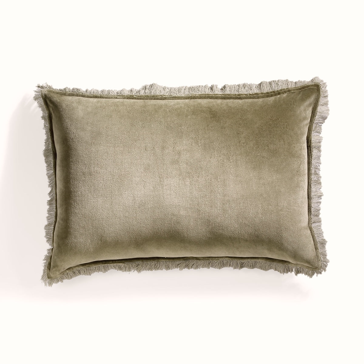 Coussin velours de coton 50x30 ISCHIA - vert kaki