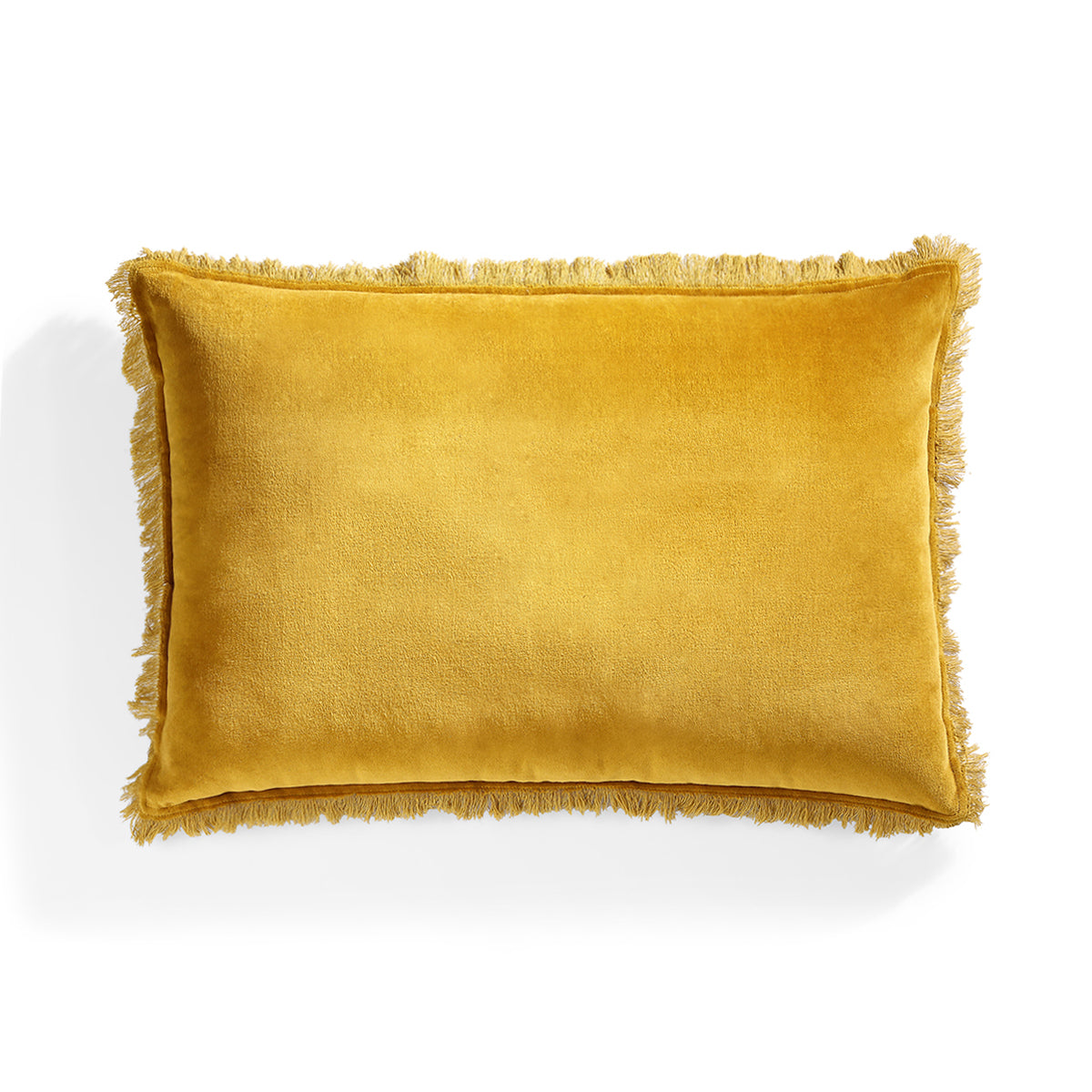 Coussin velours de coton 50x30 ISCHIA - jaune moutarde