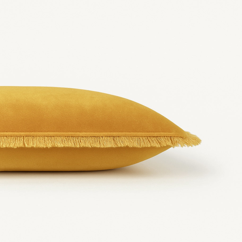 Coussin velours de coton 50x30 ISCHIA - jaune moutarde