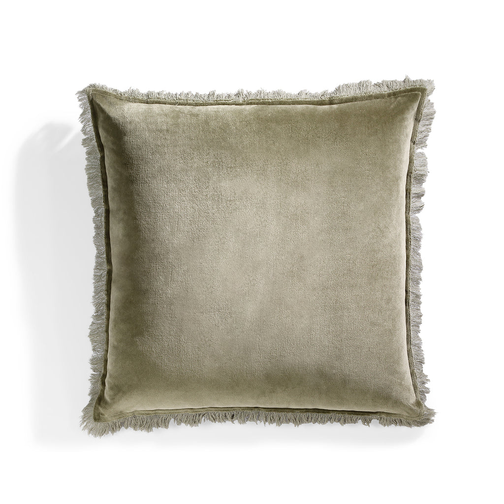 Coussin velours de coton 50x50 ISCHIA - vert kaki