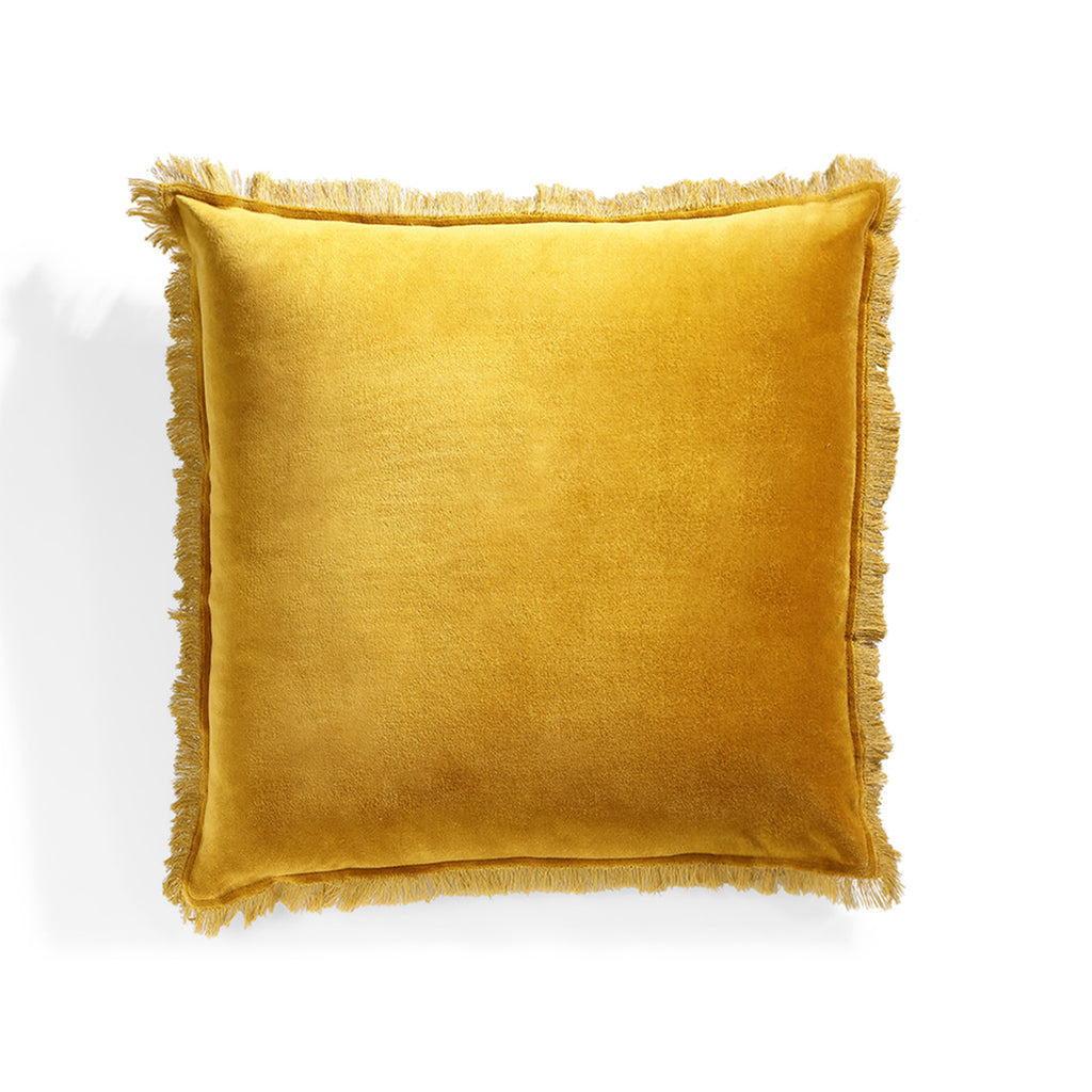 Coussin velours de coton 50x50 ISCHIA - jaune moutarde
