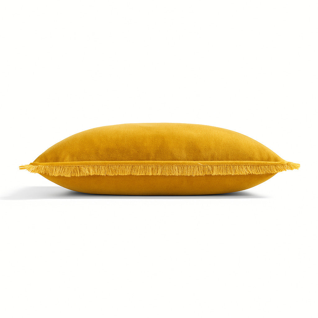 Coussin velours de coton 50x50 ISCHIA - jaune moutarde