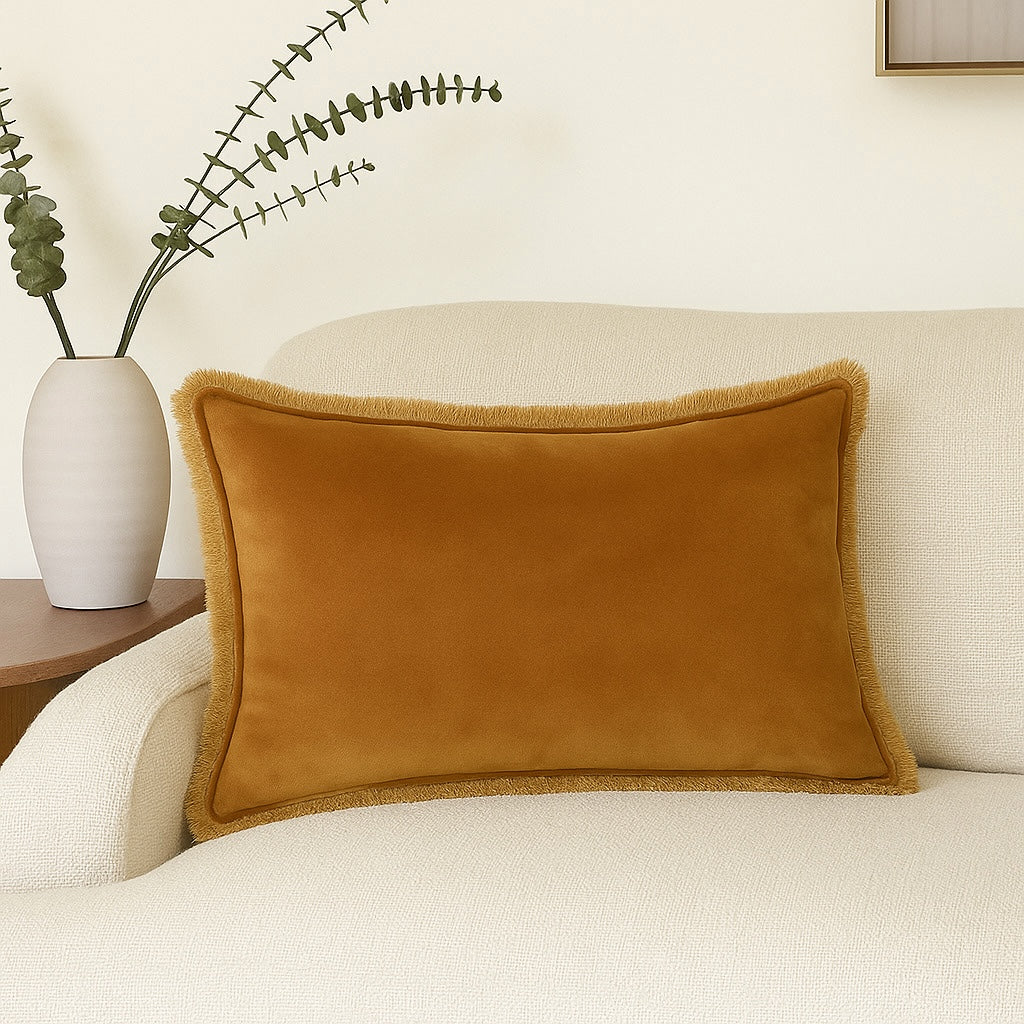 Coussin velours de coton 50x30 ISCHIA - brun tabac