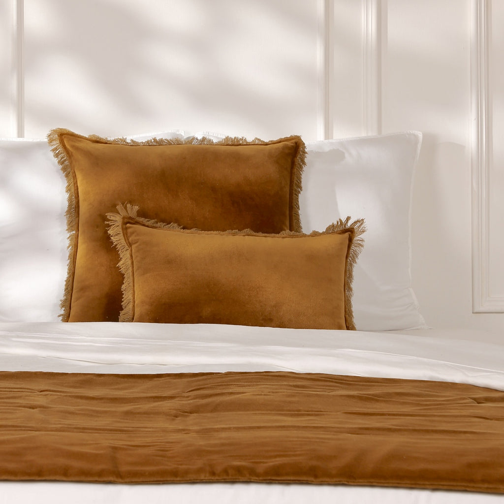 Coussin velours de coton 50x50 ISCHIA - brun tabac