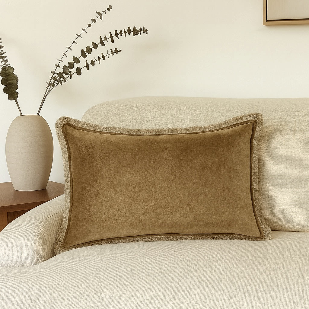 Coussin velours de coton 50x30 ISCHIA - brun chêne