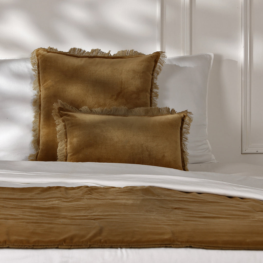 Coussin velours de coton 50x50 ISCHIA - brun chêne