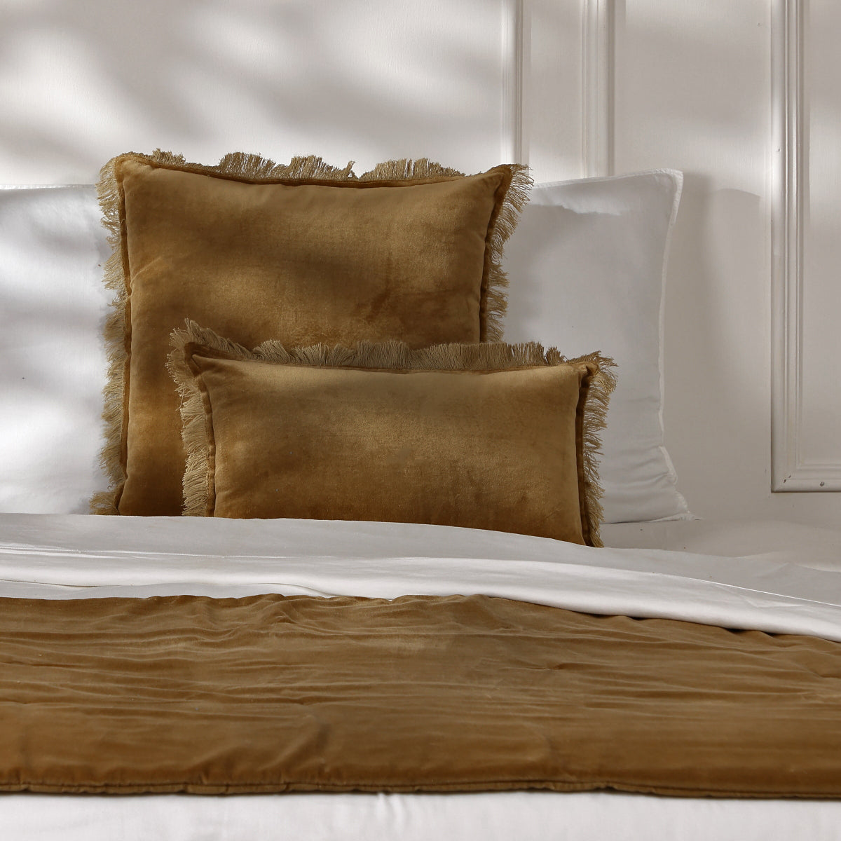 Coussin velours de coton 50x50 ISCHIA - brun chêne