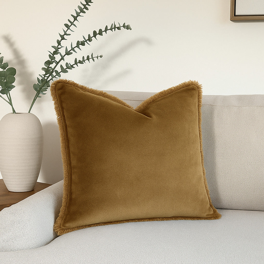 Coussin velours de coton 50x50 ISCHIA - brun chêne
