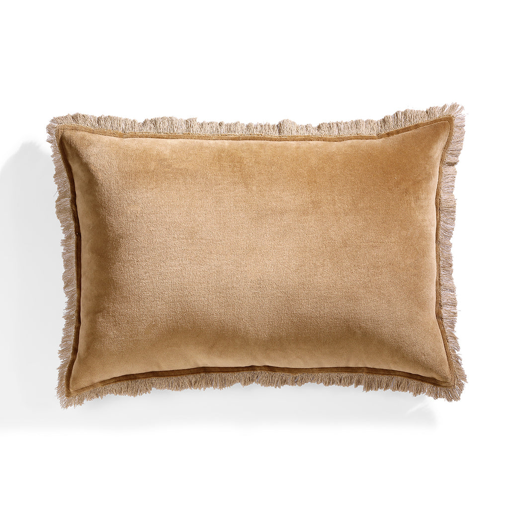 Coussin velours de coton 50x30 ISCHIA - camel