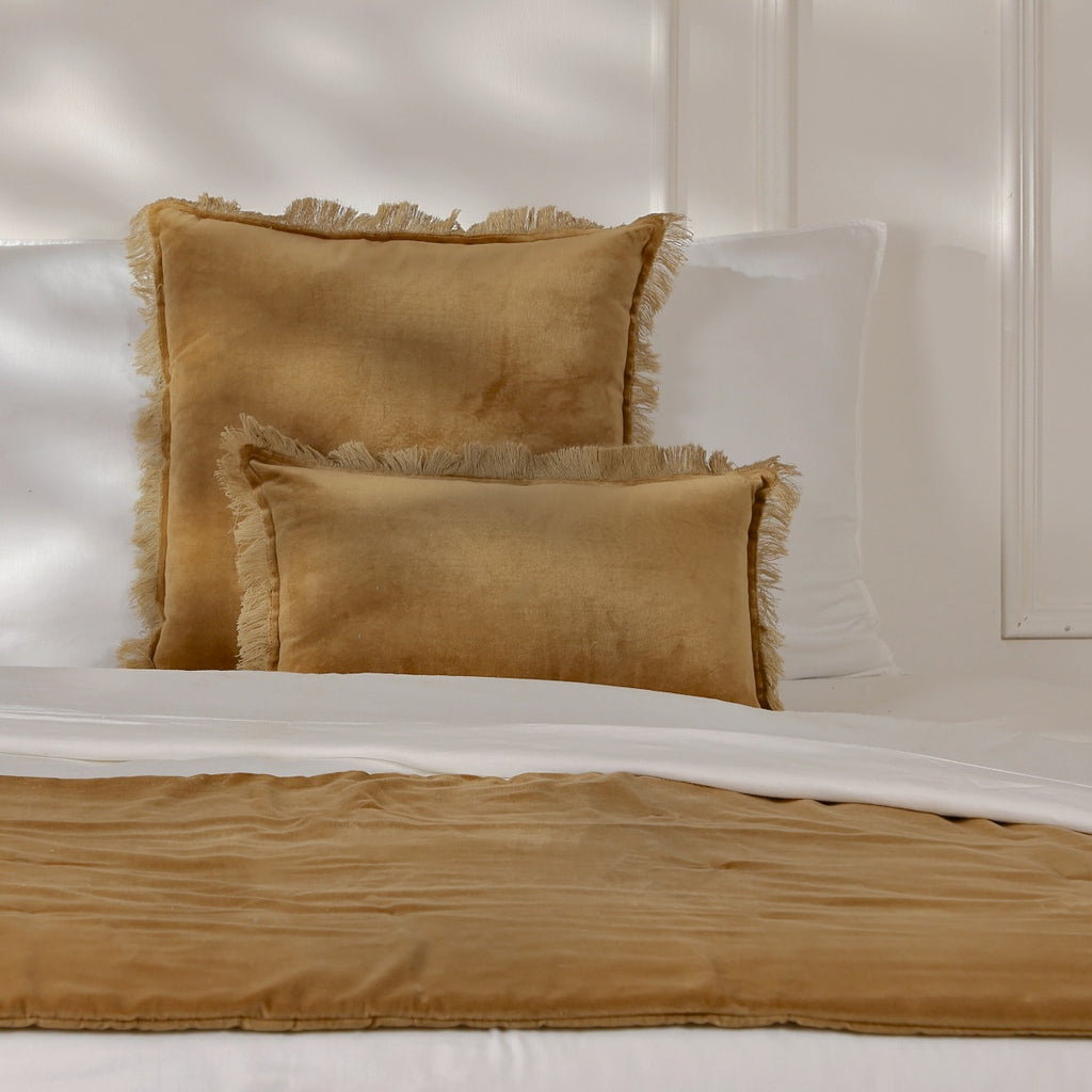 Coussin velours de coton 50x50 ISCHIA - camel