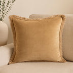Coussin velours de coton 50x50 ISCHIA - camel